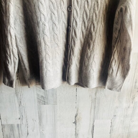 NWOT C by Bloomingdale's 100% Cashmere Grandpa Cardigan M Cable Knit Gray - Picture 4 of 12